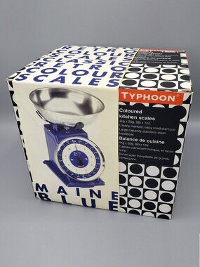NEW Typhoon Retro Kitchen Scale Maine Blue with Stainless Steel Food Bowl UNUSED